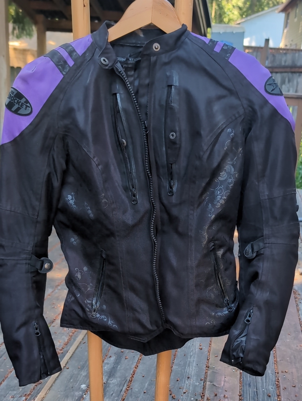 Joe Rocket Black and Purple Women's Motorcycle Jacket Vintage